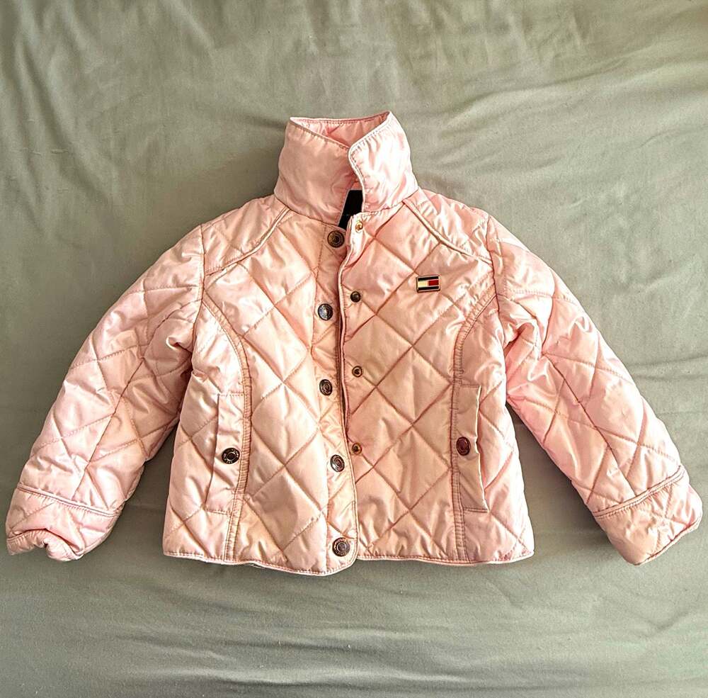 Tommy Hilfiger Girls 2T Pink Quilted Snap Front Collared Jacket Long Sleeve